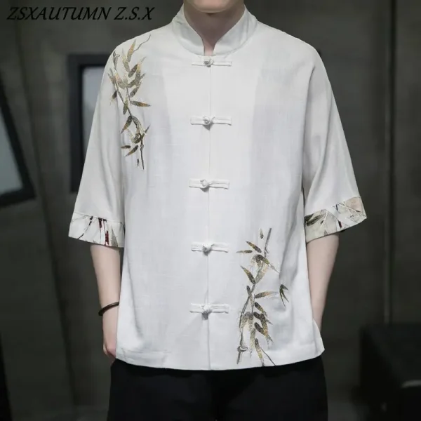 Kf S989a48e065e04a28b3c360113bce13732 Tang Suit Men Chinese Style Summer Thin Cotton Linen Embroidery Shirt Trend Loose Hanfu Tops Large Tang Suit Men Chinese Style Summer Thin Cotton Linen Embroidery Shirt Trend Loose Hanfu Tops Large Size Shirt Vintage Casual