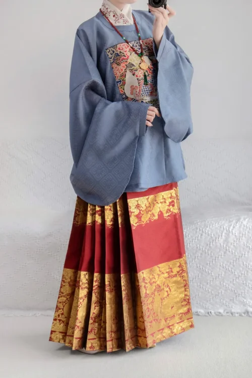 Kf S9950396e06da47ec80efbeb0c28e52a2g Ming Dynasty Hanfu Female Square Neck Pipa Large Sleeve Printed Horseface Skirt 2023 Lunar New Year Ming Dynasty Hanfu Female Square Neck pipa Large Sleeve Printed Horseface Skirt Lunar New Year of the Rabbit Costume