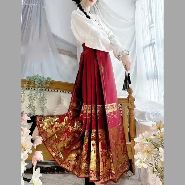 Kf S9990834ee5724400bca5afa26feedadcc Original Hanfu Skirt Women Chinese Traditional Costume Mamianqun Ming Dynasty Weaving Gold Horse Face Vest Skirt Original Hanfu Skirt Women Chinese traditional Costume Mamianqun Ming Dynasty Weaving Gold Horse Face vest Skirt Daily Dress