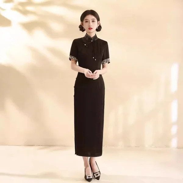 Kf S9b882e56cc1a49eab48166bb190247abl 2024 Spring Summer New Improved Qipao New Chinese Youth Daily Black Tassel Dress Women S Cheongsam Spring/Summer New Improved Qipao New Chinese Youth Daily Black Tassel Dress Women's Cheongsam Dress