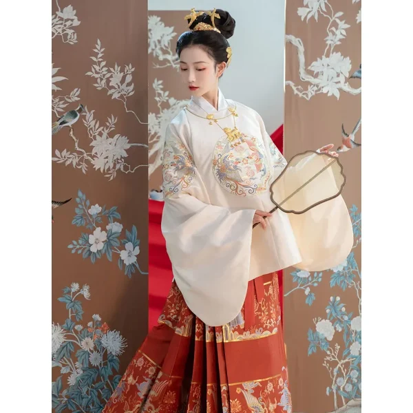 Kf S9c0776fcce944028be054398154cfa62s Original Ming Dynasty Wedding Dress Women Round Neck Big Sleeve Blouse Top Imitation Makeup Flower Horse Original Ming Dynasty Wedding Dress Women Round Neck Big Sleeve Blouse Top Imitation Makeup Flower Horse Face Skirt Hanfu Suit