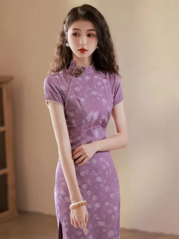 Kf S9cac00de1d644cf080a988bbeb9037c92 Purple Qipao 2024 Cheongsam Chinese Dress Summer Short Sleeve Camellia Flower Traditional Girl Elegant Women S Purple Qipao Cheongsam Chinese Dress Summer Short Sleeve Camellia Flower Traditional Girl Elegant Women's Clothing