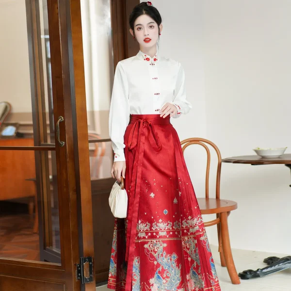 Kf S9d3c1cd8199b4c6a9deb75716f9a80f4x Spring Hanfu Horse Face Skirt Women Chinese Ming Dynasty Modern Jacquard Red Hanfu Pleats Skirt Plus Spring Hanfu Horse Face Skirt Women Chinese Ming dynasty Modern Jacquard Red Hanfu Pleats Skirt Plus Size XL