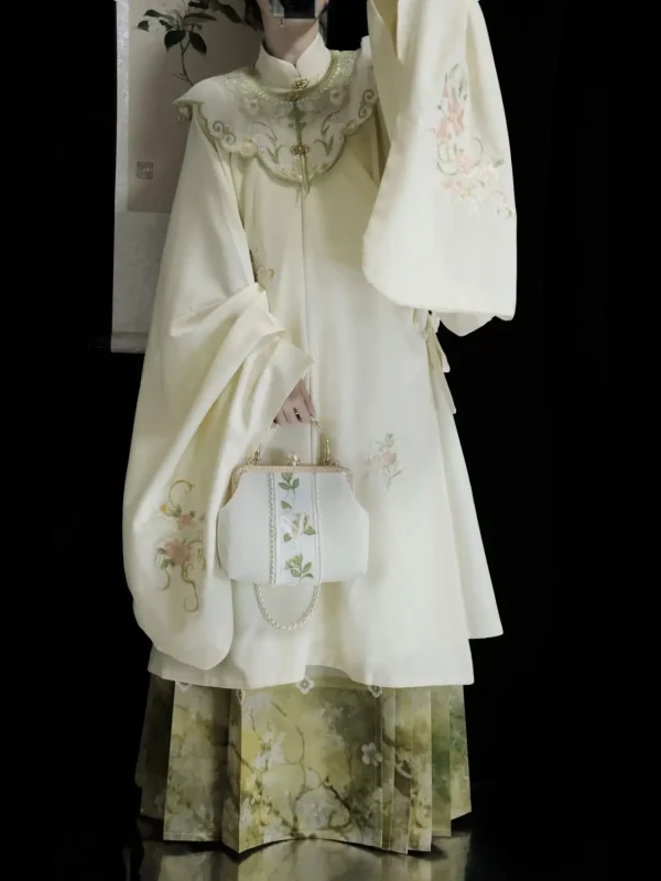 Kf S9da80bd069584f989232f531513658613 Chinese Style Hanfu Ming Dynasty Cosutme Daily Standing Neck Shirt Cloud Shoulder Heavy Industry Embroidered Horse Chinese Style Hanfu Ming Dynasty Cosutme Daily Standing Neck Shirt Cloud Shoulder Heavy Industry Embroidered Horse Face Skirt