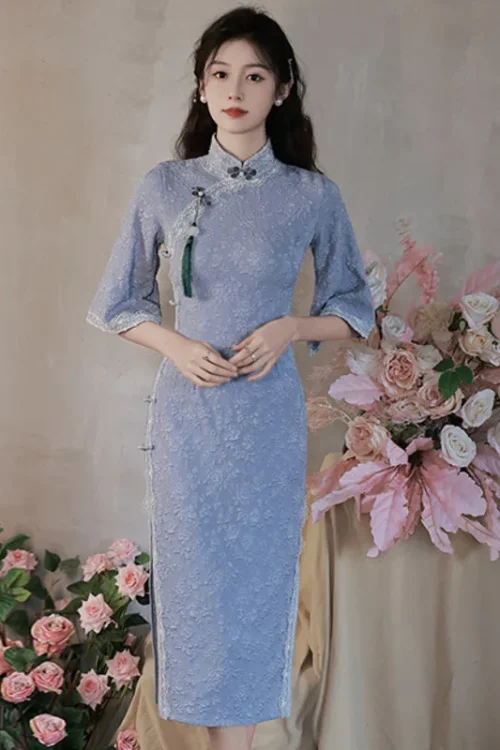 Kf S9e4ba6e9ed9741f4ad471da0236d7f28c Blue Girl Qipao Tradição China Traje Elegante Nacional Vintage Vestido Estilo Chinês Magro Mulheres Verão Moderno Blue Girl Qipao Tradição China Traje Elegante Nacional Vintage Vestido Estilo Chinês Magro Mulheres Verão Moderno Cheongsam Melhorado.