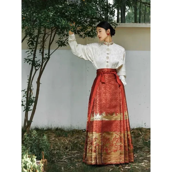 Kf S9fd8f67db5bf4cd8ae62c96a10ba80c5o Red Fashion Gold Mamianqun Set Modified Hanfu Daily Commuter Dress Women Sexy Elegant Party Dress Horse Red Fashion Gold Mamianqun Set Modified Hanfu Daily Commuter Dress Women Sexy Elegant Party Dress Horse Face Skirt Ming Hanfu