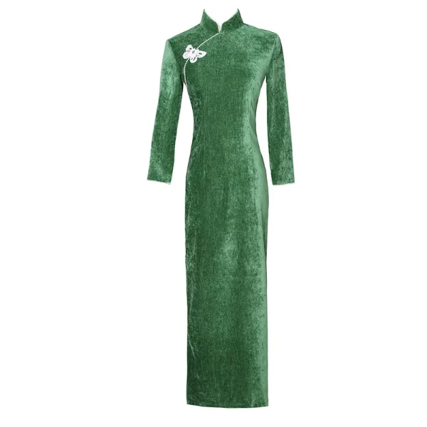 Kf Sa045b0bae4de495d875d4bb5fbac2b68d Velvet Qipao Evening Dresses Green Silk Cheongsam Dress Printing Large Size Cheongsams Chinese Traditional Oriental Long Qipao Evening Dresses Green Silk Cheongsam Dress Printing Large Size Cheongsams Chinese Traditional Oriental Long Dress