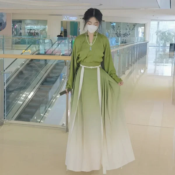 Kf Sa11b2ac58e4941738e3bfee0f68f8fc2u Spring Summer Song Dynasty Elegant Satin Green Gradient Hanfu Dress Women S Clothing Improved Modern Horse Spring Summer Song Dynasty Elegant Satin Green Gradient Hanfu Dress Women's Clothing Improved Modern Horse Face Skirt Hanbok