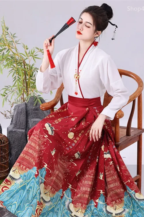 Kf Sa130510102df480ca46cd50062b83f9fa Traditional Chinese Hanfu Horse Face Skirt Vest Mamianqun Short Skirt Set Embroidery Top Horse Face Skirt Traditional Chinese Hanfu Horse Face Skirt Vest mamianqun Short Skirt Set Embroidery Top Horse Face Skirt Two Piece Set