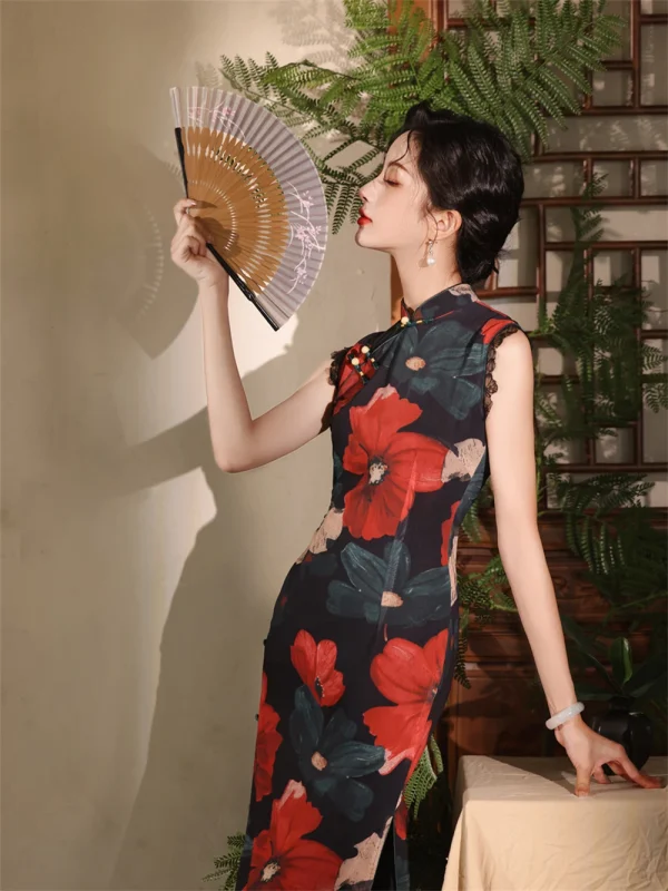 Kf Sa378367de39f4f79bb4afcfbd038ac462 Young Style Improved Sleeveless Cheongsam Women Chinese Retro Old Shanghai Printed Qipao Dress High End Temperament Young Style Improved Sleeveless Cheongsam Women Chinese Retro Old Shanghai Printed Qipao Dress High-end Temperament Evening Gown