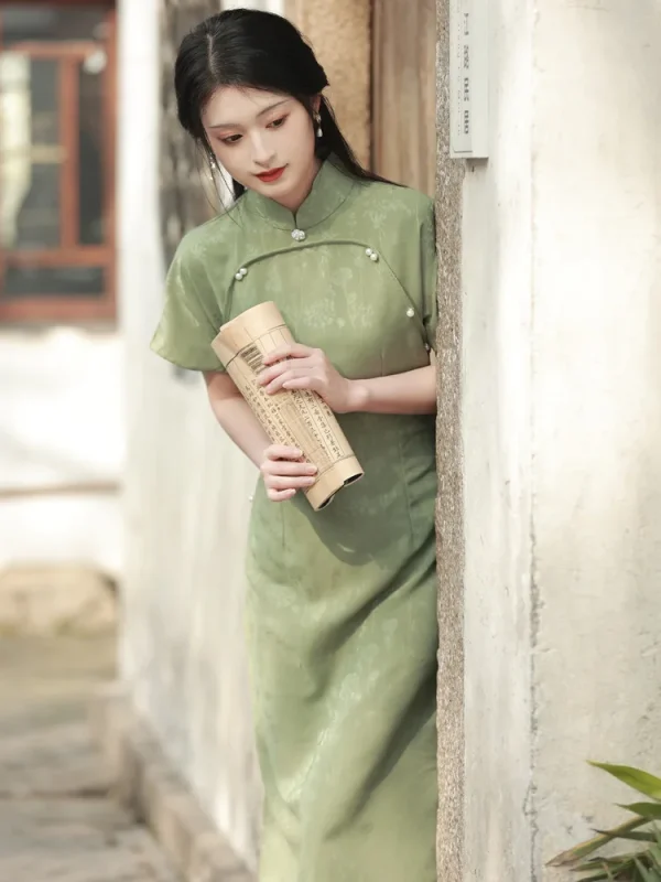 Kf Sa39b11b610b0442a8726c473850bc0b0m Summer Green Modern Cheongsam Fresh Elegant Fashion Retro Jacquard Performance Chinese Style Evening Dress Qipao For Summer Green Modern Cheongsam Fresh Elegant Fashion Retro Jacquard Performance Chinese Style Evening Dress Qipao for Women Party