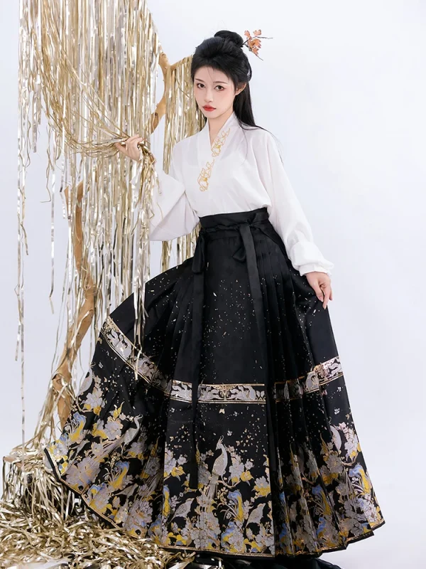 Kf Sa40cb8d02e354999b960ac5f6118e0907 Mamianqun Horse Face Skirt Hanfu Chinese Style Traditional Pleated Skirt Women Modern Clothes Weaving Gold Light Mamianqun Horse Face Skirt Hanfu Chinese Style Traditional Pleated Skirt Women Modern Clothes Weaving gold light and thin Fabric