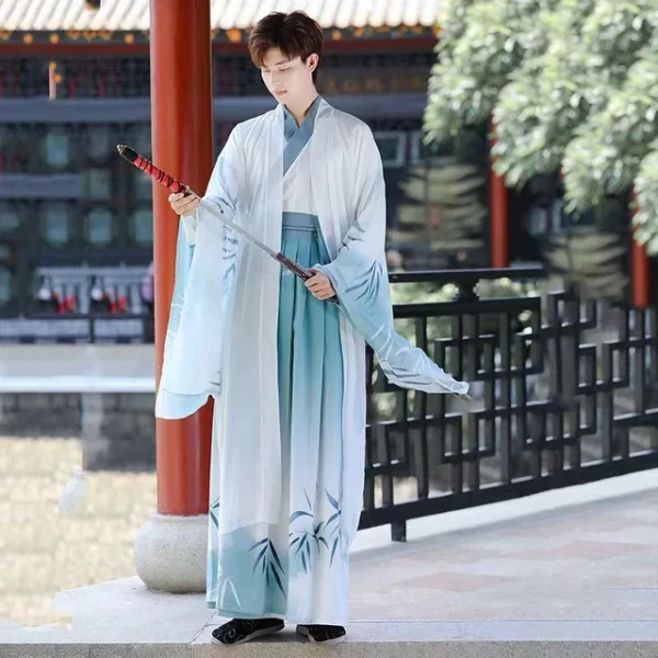 Kf Sa77829d27f854fccaf81fc0bd1881168r.jpg 640x640.jpg Bamboo Hanfu Traditional Chinese Clothing Men's Cross Collar Immortal Costume Vintage Cosplay Stage Show Ru Skirt Hanfu Dress