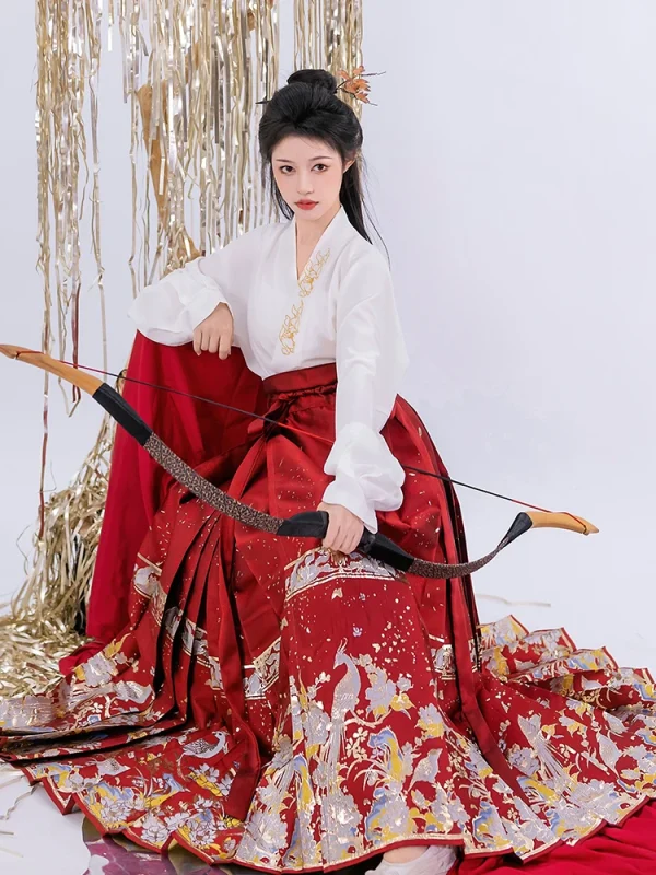 Kf Sa78adc4cdd2d4f6bb8ce8c0dd25c938ff Mamianqun Horse Face Skirt Hanfu Chinese Style Traditional Pleated Skirt Women Modern Clothes Weaving Gold Light Mamianqun Horse Face Skirt Hanfu Chinese Style Traditional Pleated Skirt Women Modern Clothes Weaving gold light and thin Fabric