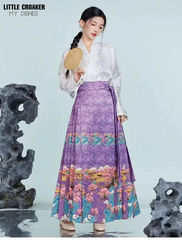 Kf Sa90cff80deca458db7a3b8dd15348bd2u Vintage Daily Hanfu Horse Face Skirt Women Han Bok Chinese Traditional Hanfu Shirt Red Blue Black Vintage Daily Hanfu Horse Face Skirt Women Han Bok Chinese Traditional Hanfu Shirt Red Blue Black Pleats Skirt Mamianqun