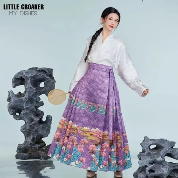 Kf Saa933818132f4d8394f289dd3aa6397c4 Vintage Daily Hanfu Horse Face Skirt Women Han Bok Chinese Traditional Hanfu Shirt Red Blue Black Vintage Daily Hanfu Horse Face Skirt Women Han Bok Chinese Traditional Hanfu Shirt Red Blue Black Pleats Skirt Mamianqun