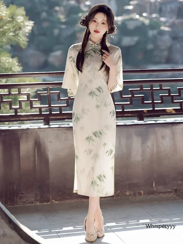 Kf Sab451df40cad45818fc1b24fb5b087ffm China Style Cheongsam Young Girl Summer New Simple Elegant Temperament High End 2023 Long Qipao Women China Style Cheongsam Young Girl Summer New Simple Elegant Temperament High-end Long Qipao Women Vintage Tradition Dress