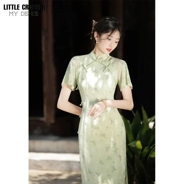 Kf Sab65f8460aa5437ca028b4b1ad27256cd Women Qipao Dress Retro New Chinese Style Cheongsam Improved Blue Young Girl Dress Summer 2023 Classic Women Qipao Dress Retro New Chinese Style Cheongsam Improved Blue Young Girl Dress Summer  Classic Chinese Dress Woman