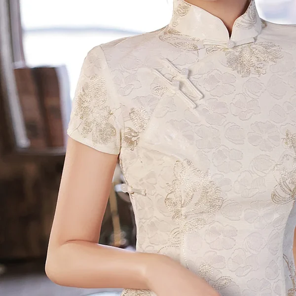 Kf Sad9786517b5045749b03a27514755078g 2023 White Lace Cheongsam Women Short Sleeve Traditional Vintage Dress Show Costumes Slim Embroidery Qipao Robe White Lace Cheongsam Women Short Sleeve Traditional Vintage Dress Show Costumes Slim Embroidery Qipao Robe Chinoise Femme