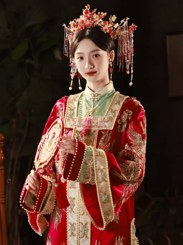 Kf Sae2fe5ae327547ec9c473baeaa232c2bk High End Xiuhe Clothing Heavy Industry Bride Gown Robe Ming Dynasty Pop Hanfu Chinese Wedding Dress Clothing Heavy Industry Bride Gown Robe Ming Dynasty Pop Hanfu Chinese Wedding Dress For Overseas Oriental Girl