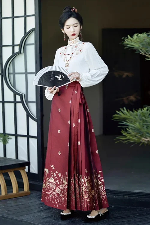 Kf Saecc1ad64c294cf08fed14ef7805bcc2e New Arrival Chinese Traditional Hanfu Dress Horse Face Skirt Women Ming Dynasty Vintage Clothing Pleated Skirt Chinese Traditional Hanfu Dress Horse Face Skirt Women Ming Dynasty Vintage Clothing Pleated Skirt