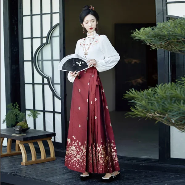 Kf Saecc1ad64c294cf08fed14ef7805bcc2e New Arrival Chinese Traditional Hanfu Dress Horse Face Skirt Women Ming Dynasty Vintage Clothing Pleated Skirt Chinese Traditional Hanfu Dress Horse Face Skirt Women Ming Dynasty Vintage Clothing Pleated Skirt