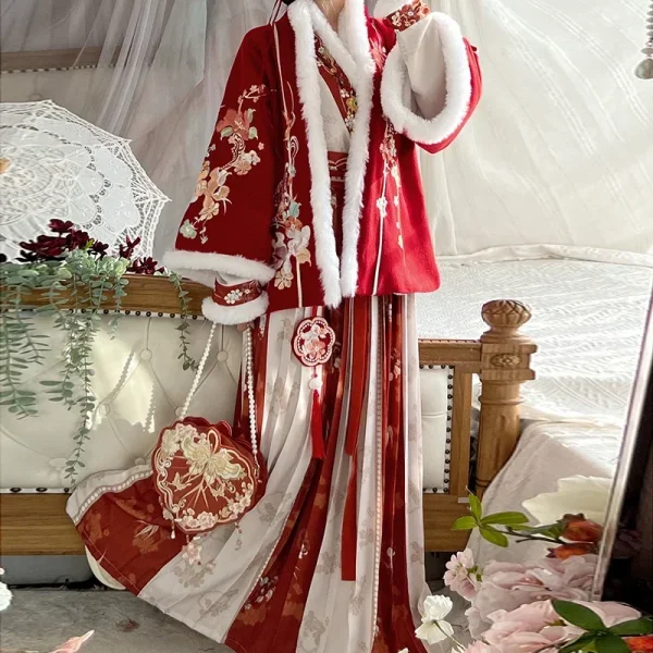 Kf Saf79bcd7d8f046d7b0a56634b3cc792c3 Ming Style Hanfu Autumn And Winter Ponytail Skirt Chinese Elegant Plush Floral Print Princess Dress Traditional Ming Style Hanfu Autumn And Winter Ponytail Skirt Chinese Elegant Plush Floral Print Princess Dress Traditional Chinese Robes