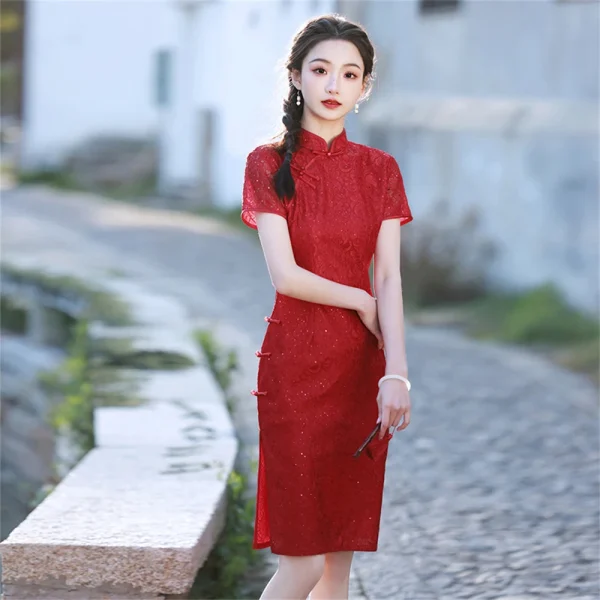 Kf Sb0091a9da97a41e9bed30a06f4e00880g Red Lace Improved Cheongsam Toast Dress Bridal Wedding Banquet Chinese Style Comfort Elegant Qipao Female Slim Red Lace Improved Cheongsam Toast Dress Bridal Wedding Banquet Chinese Style Comfort Elegant Qipao Female Slim Split Party Gown