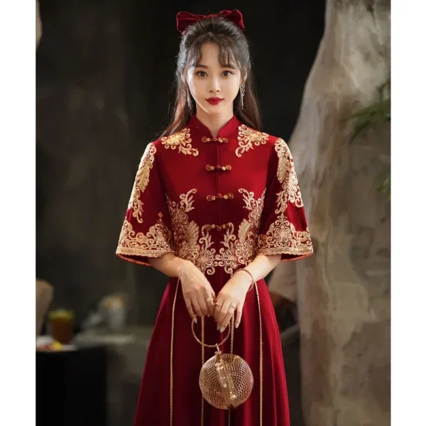 Kf Sb0f729bfa405422896c0b5e2be229e59q Traditional Red Bridal Dress Chinese Wedding Cheongsam Vintage Elegant Toast Clothing Modern Evening Party Gown Qipao Traditional Red Bridal Dress Chinese Wedding Cheongsam Vintage Elegant Toast Clothing Modern Evening Party Gown Qipao Vestido