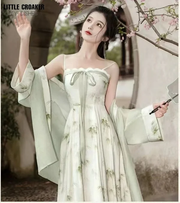 Kf Sb1675a0598004712ad9d8febe6f6c31ad Summer Chinese Hanfu Dress 2pcs Improved Modern Style Traditional Bamboo Printed Cardigan Coat Dress 2pcs Sets Summer Chinese Hanfu Dress 2pcs Improved Modern Style Traditional Bamboo Printed Cardigan Coat+ Dress 2pcs Sets Hanfu Female