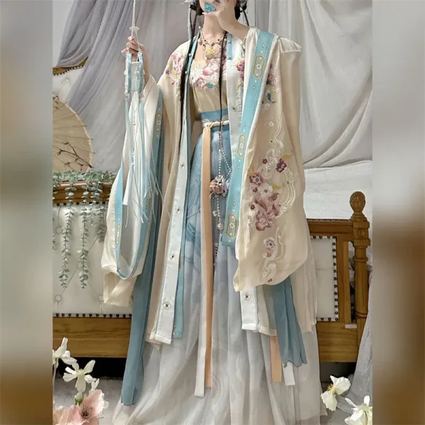 Kf Sb1a5ecedd6e0477db1af1f0c9826906eb Chinese Song Dynasty Ke Zi Skirt Heavy Industry Embroidery Integrated Waist Length Large Sleeve Hanfu Stage Chinese Song Dynasty/Ke Zi Skirt Heavy Industry Embroidery Integrated Waist Length Large Sleeve Hanfu Stage Performance Dress