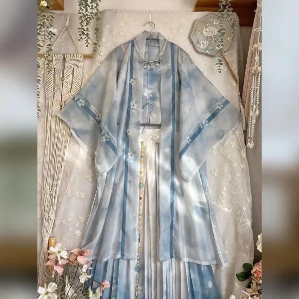 Kf Sb266bac9f56946c39b6c36ac4ea9d11eu Chinese Hanfu Dress Women Cosplay Costume 2024 Summer Ancient Printed Blue Vintage 3pcs Sets Hanfu Song Chinese Hanfu Dress Women Cosplay Costume Summer Ancient Printed Blue Vintage 3pcs Sets Hanfu Song Dynasty Plus Size XL