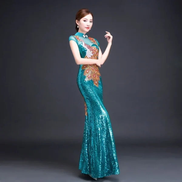 Kf Sb2a9ea0ec72f482085ec4be151f1eff8b Red Sequin Dress Cheongsam Oriental Womens Wedding Short Sleeve Party Qipao Chinese Style Elegant Long Robe Red Sequin Dress Cheongsam Oriental Womens Wedding Short Sleeve Party Qipao Chinese Style Elegant Long Robe Clothes Vestido