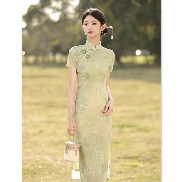 Kf Sb305d66ba5f94fc6a16e0ef4024324f9b Vietnam S Improved Long Aodai Cheongsam Skirt 2024 Spring Summer New Retro Ethnic Style Aodai Cheongsam Cheongsam Skirt Spring/Summer New Retro Ethnic Style Aodai Cheongsam Dress