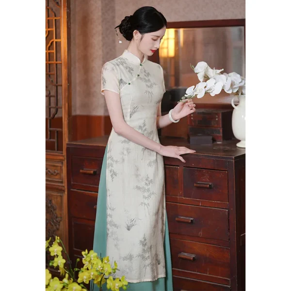 Kf Sb4016818cf45416d8eec0aab785d2173a Improved Cheongsams New Chinese Style Dress Women Ao Dai Qipao Elegant Mesh Vestidos Long Mandarin Collar Improved Cheongsams New Chinese Style Dress Women Ao Dai Qipao Elegant Mesh Vestidos Long Mandarin Collar Cheongsams Costume