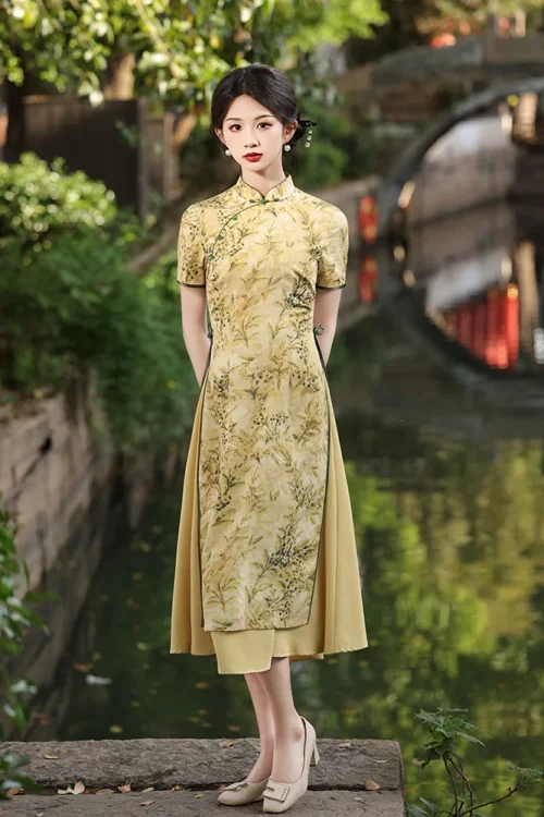 Kf Sb6c3819f779446e48020183c3a9f1c0ae Mandarin Collar Chinese Style Short Sleeve Cheongsams Woman Traditional Dress Floral Print Aodai Qipao Mandarin Collar Chinese Style Short Sleeve Cheongsams Woman Traditional Dress Floral Print Aodai Qipao