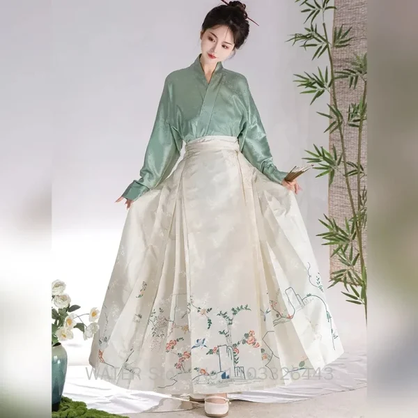 Kf Sb85beece623847369b3b423e34db0c27l Water Horse Face Skirt Hanfu Mamianqun Skirts Women S New Chinese Traditional White Ming Dynasty Print Horse Face Skirt Hanfu Mamianqun Skirts Women's New Chinese Traditional White Ming Dynasty Print Dresses Spring and Autumn