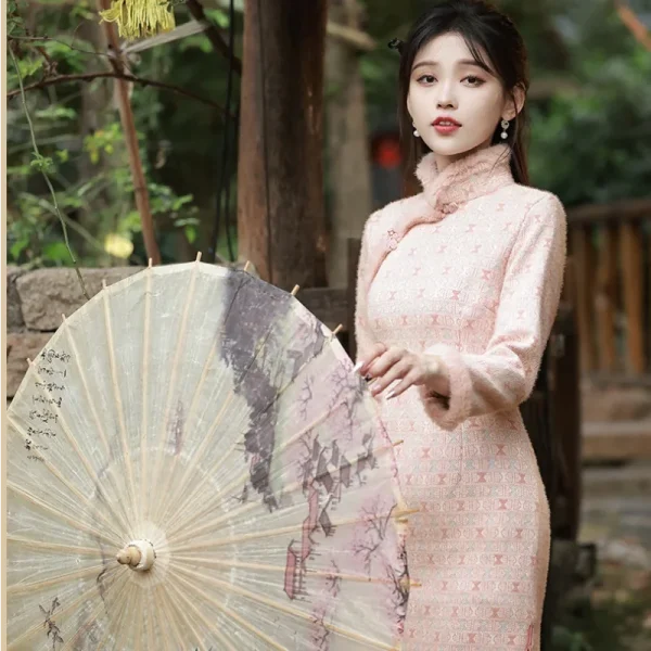 Kf Sb8e321d1723a4cf29f64300e9ff717932 Autumn Winter Thickening Fluffy Collar Improved Traditional Cheongsam Women Ancient Retro Chinese Dress Evening Green Qipao Autumn Winter Thickening Fluffy Collar Improved Traditional Cheongsam Women Ancient Retro Chinese Dress Evening Green Qipao