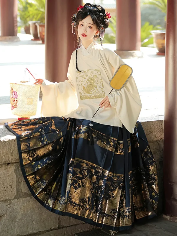 Kf Sb9c0045bd888431b80db48e8d34bddfao Hanfu Women S Ming Dynasty Round Neck Robe Weaving Gold Horse Face Skirt Set Original Chinese Hanfu Women's Ming Dynasty Round Neck Robe Weaving Gold Horse Face Skirt Set Original Chinese Style Daily Commuting