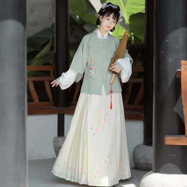 Kf Sbb70075f84fe4a819f64d6edeea7eca9t 3pc 1set Hanfu Women Square Collar Coat Cute Embroidery Chinese Style Daily Suit Ming Dynasty Autumn 3pc/1set Hanfu Women Square Collar Coat Cute Embroidery Chinese Style Daily Suit Ming Dynasty Autumn Pleated Skirt