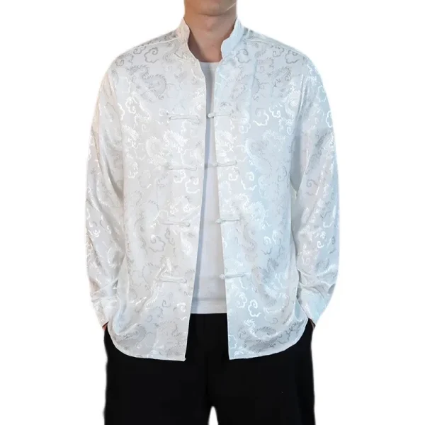 Kf Sbc375c3a3e0648f9af47daf0e0a1d7a4x Men White Satin Mandarin Collar Silk Shirts Collar Chinese Dress Shirt Large Size With Dragon Red Men White Satin Mandarin Collar Silk Shirts Collar Chinese Dress Shirt Large Size with Dragon Red New Year Clothes Oversize