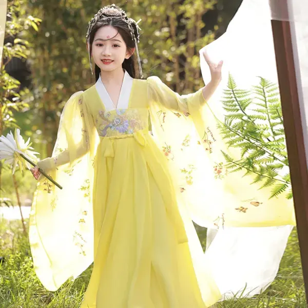 Kf Sbcd5ab5d70124f1e8484da074e0d3c38q Yellow Ancient Style Super Immortal Hanfu Girl S 2024 Spring New Clothes Ru Skirt Children S Super Immortal Hanfu Girl's Spring New Clothes Ru Skirt Children's Large Sleeved Shirt Tang Dynasty