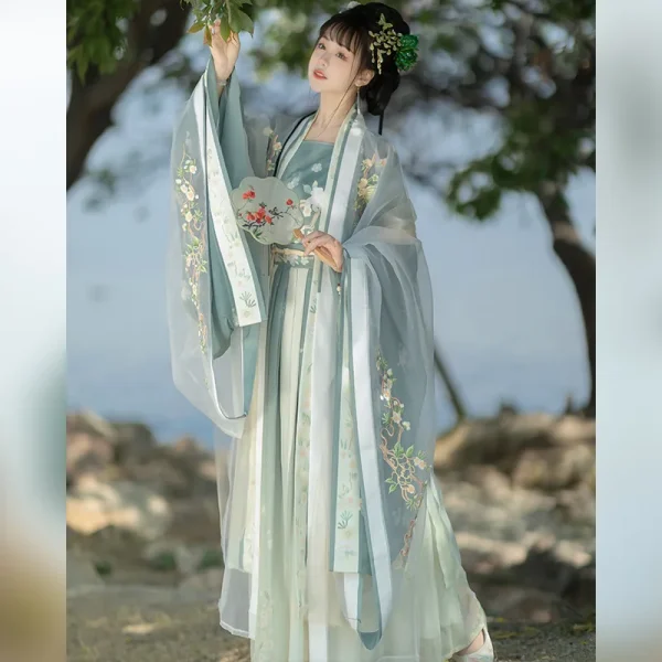 Kf Sbcf06c49d21c453f8067da661ba145a0f Yj02 Original Flower Language Song Dynasty Gradual Embroidered Front Large Sleeve Shirt With A Waist Pleated Original flower language Song Dynasty gradual embroidered front large sleeve shirt with a waist pleated skirt Hanfu woman