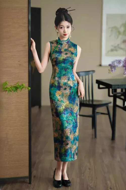 Kf Sbda1bf2da6b0470dae0a49c2e42df46f1 Sexy Sleeveless Slim Fit Qipao New Chinese Style Improved Girl S Retro Printed Cheongsam Elegant Temperament Sexy Sleeveless Slim Fit Qipao New Chinese Style Improved Girl's Retro Printed Cheongsam Elegant Temperament Long Dress Vestidos