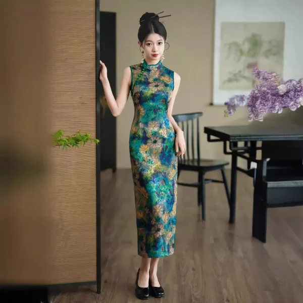 Kf Sbda1bf2da6b0470dae0a49c2e42df46f1 Sexy Sleeveless Slim Fit Qipao New Chinese Style Improved Girl S Retro Printed Cheongsam Elegant Temperament Sexy Sleeveless Slim Fit Qipao New Chinese Style Improved Girl's Retro Printed Cheongsam Elegant Temperament Long Dress Vestidos