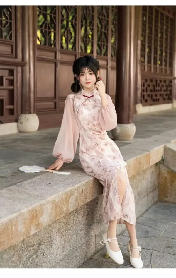 Kf Sbe021391e36c41f692307a88706007adf Chinese Style Hanfu Cheongsam Dress Women A Line Qipao Girl Graceful Style Casual Daily Lady Improved Chinese Style Hanfu Cheongsam Dress Women A Line Qipao Girl Graceful Style Casual Daily Lady Improved Chiffon Cheongsam Dress