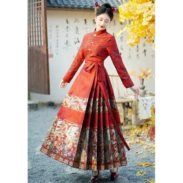 Kf Sbed35ff69b1b46c3bf961d1b50a6f7a1q Embroidery Hanfu Women Clothing Horse Face Skirt Stand Collar Long Sleeve Red Shirt Ancient Chinese Costume Embroidery Hanfu Women Clothing Horse-Face Skirt Stand Collar Long Sleeve Red Shirt Ancient Chinese Costume