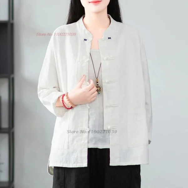 Kf Sbf1c002697b34acd95c4ed1ab4c02214w 2024 Traditional Chinese Meditation Cotton Linen Tang Suit National Chinese Folk Style Blouse Vintage Tea Service traditional chinese meditation cotton linen tang suit national chinese folk style blouse vintage tea service loose blouse