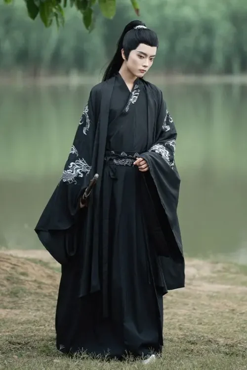 Kf Sc2b10b3cc2e24b238f1d4f1c28e0b4c08 Large Size 3xl Chinese Hanfu Men Carnival Archers Cosplay Costume Ancient Hanfu Black Shirt Skirt Coat Large Size 3XL Chinese Hanfu Men Carnival Archers Cosplay Costume Ancient Hanfu Black Shirt+Skirt+Coat Set For Men Plus Size