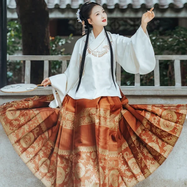 Kf Sc2fe1d2ab8c94248a181697a1591efbce Original Hanfu Skirt Chinese Style Mamianqun Ming Dynasty Weaving Gold Horse Face Skirt 4 5m Hem Original Hanfu Skirt Chinese Style Mamianqun Ming Dynasty Weaving Gold Horse Face Skirt 4.5m Hem